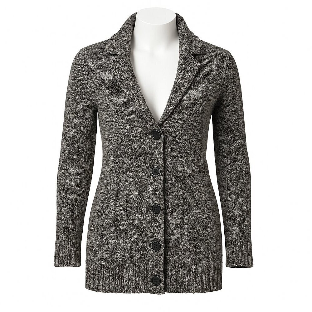 Eddie Bauer Marled Shawl-Collar Chunky Knit Button Cardigan Sweater  S | Nordic